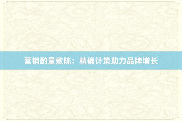 营销酌量敷陈：精确计策助力品牌增长